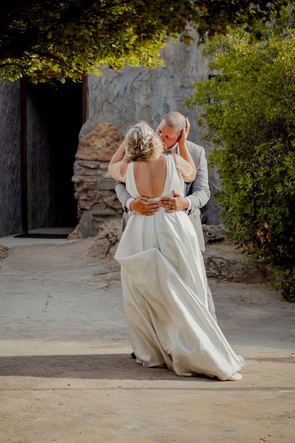 Couple embrace